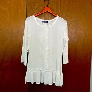 Caamano Peruvian Cotton Embroidered White Tunic